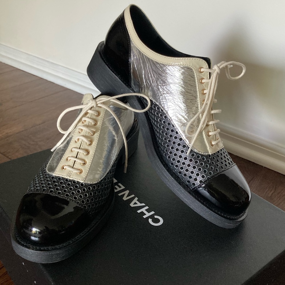 Chanel lace up shoes